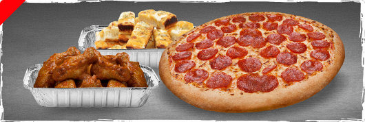 Combo #1 a large pizza, wings and cheesy bread form PizzaLoca