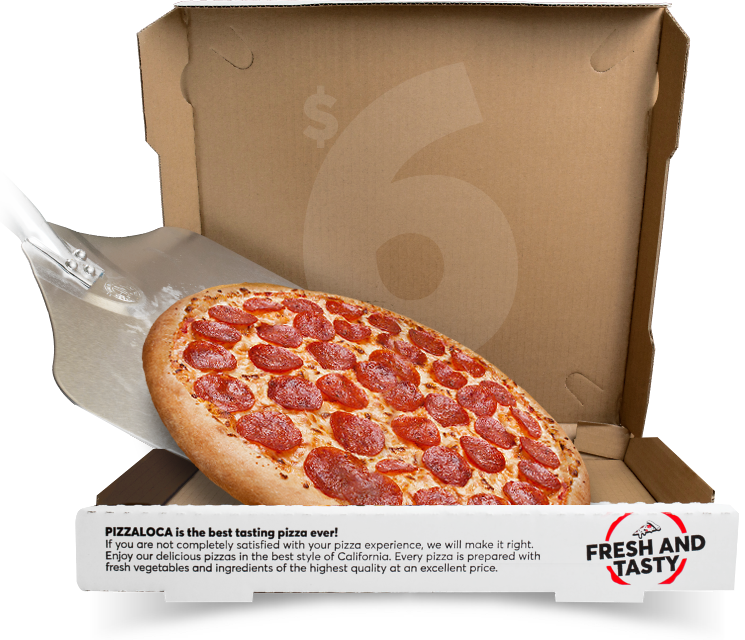 a pepperoni pizza inside a pizzaloca box
